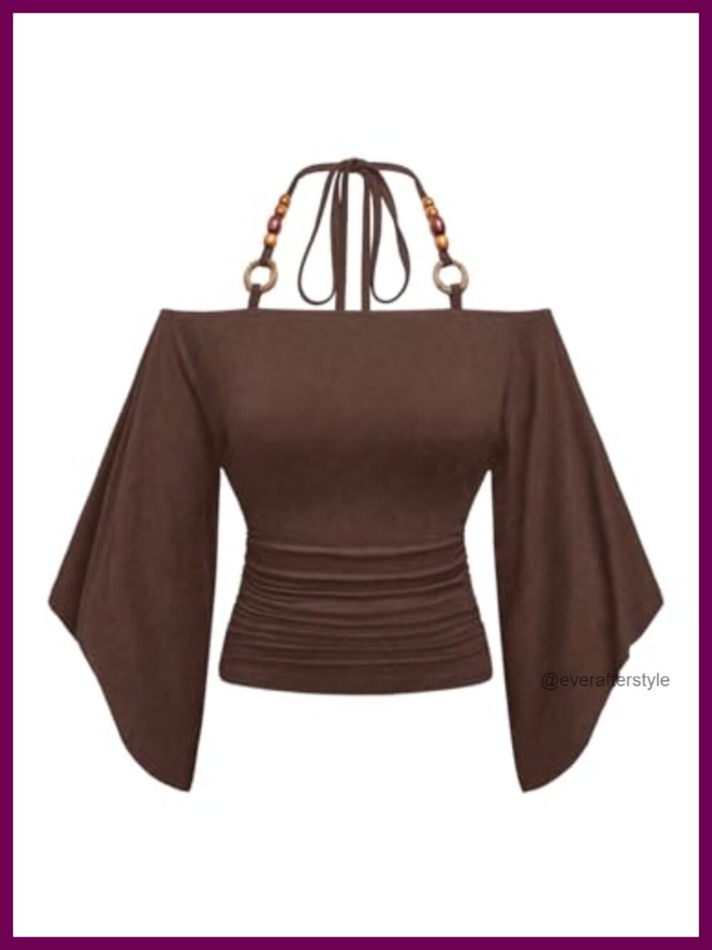 Y2K Off Shoulder Halter Top Cinched Waist Going Out Top Beaded Ruched
